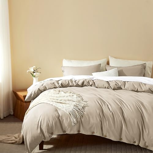SunStyle Home Grayish Blue Duvet Cover King Size - Soft Double Brushed King Duvet Cover Set, 1 Duvet Cover 104x90 inches and 2 Pillow Shams, 3 Pieces Comforter Cover with Button Closure