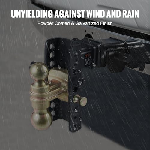 VEVOR Adjustable Trailer Hitch, 6-Inch Drop & 4.5-Inch Rise Hitch Ball Mount with 2-Inch Receiver, Solid Tube, 14,000 lbs GTW, 2-Inch and 2-5/16-Inch 45# Steel Tow Balls with Key Lock for Truck Towing