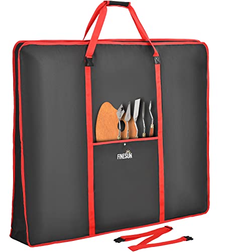 FINESUN Art Portfolio Case, Art Supply Storage Organizer, Art Bag with Frame Construction& Shoulder Straps, Portfolio Folder for Artwork, Drawings& TV (35x43 Inch)