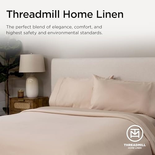 Threadmill Luxury Supima Cotton Sheets, Luxury 1000 Thread Count Soft 100% Cotton Sheets for Full Size Bed, 4 Pc Beige Bed Sheets Full Set, 5-Star Hotel Quality Elasticized Deep Pocket Bed Sheets Set