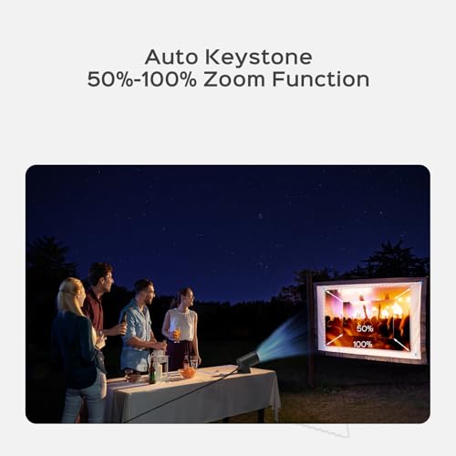 Mini Projector with WiFi and Bluetooth, 180°Rotatable Portable Projector, 1080P Support, 130" Smart Projector with Android TV 11.0, Short Throw, Auto Keyston for Outdoor/Home Theater, Iron Grey