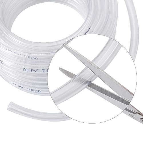 DAVCO 1" ID - 5 ft Clear Vinyl Tubing with 2 Stainless Clamps, Low Pressure Flexible PVC Tube, Heavy Duty UV Chemical Resistant Lightweight Plastic Vinyl Hose, BPA Free and Non Toxic