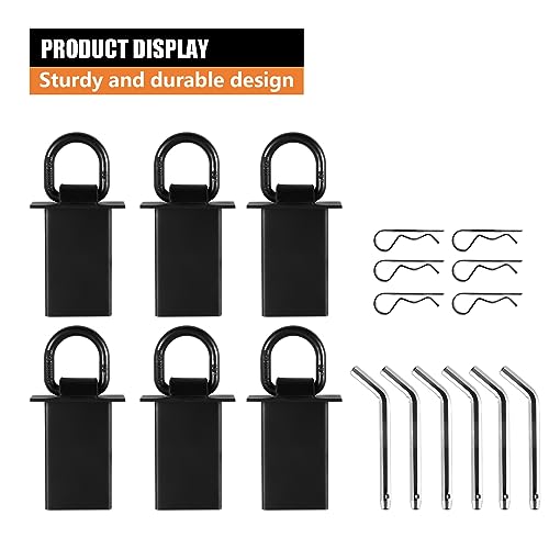 SALUINOKI Stake Pocket D Ring Tie Down Trailer Stake Pocket Accessories Heavy Duty Breaking Load 12000lbs (6 Pack, Matte Black)