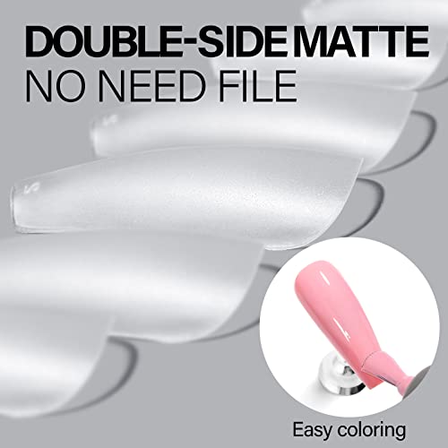 AILLSA Extra Short Coffin Nail Tips 450pcs Soft Gel Full Cover Nail Tips Matte Pre-filed Press on Fake Nail Tips 15 Sizes Pre-Shaped False Gelly Nail Tips