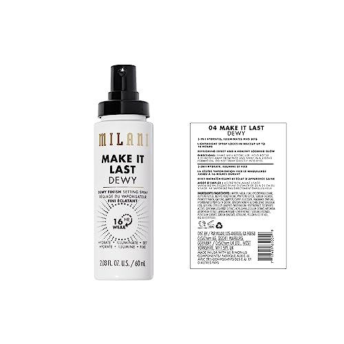 Milani Make It Last Dewy - Dewy Finish Setting Spray - 3 in 1- Hydrate + Illuminate + Set, Makeup Finishing Spray - Makeup Primer & Hydrating Setting Spray - 2 Pack