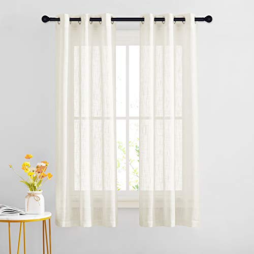 NICETOWN Grommet Faux Linen Sheer Curtains, 2 Panels