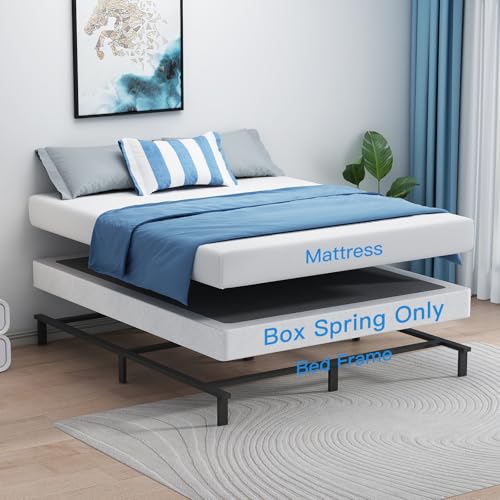 UOMEUR Twin Box Spring 5 Inch Low Profile Box Spring for Twin Bed, 2000lbs Heavy Duty Metal Mattress Foundation Support with Easy Clean Fabric Cover,Non-Slip/Easy Assembly/No Noise (Twin)