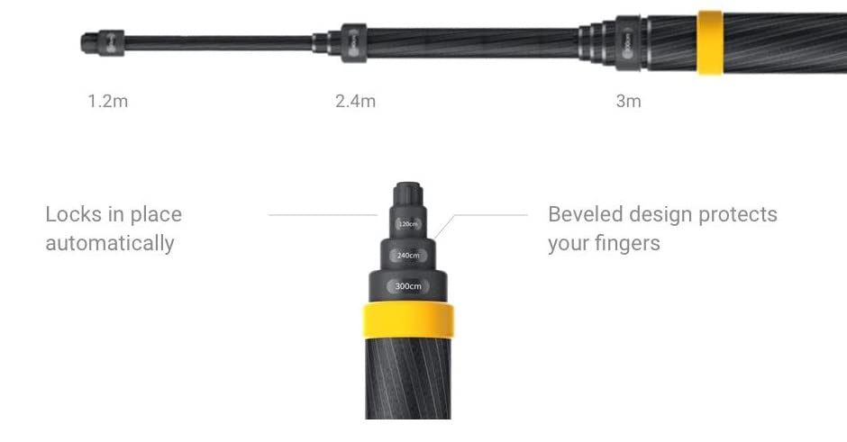 Insta360 3m 9.8ft Extended Edition Selfie Stick for X4, X3, ONE RS, ONE X2, ONE R, ONE X, ONE Action Camera