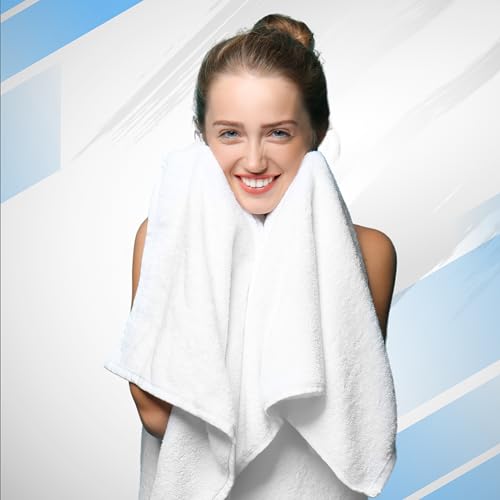 Infinitee Xclusives Premium Bath Towel Set for Bathroom - [Pack of 8] 100% Cotton Bathroom Towel Set - 2 Bath Towels, 2 Hand Towels and 4 Washcloths (Brilliant White)