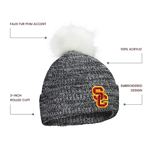 Pacific Headwear Standard NCAA Women's Faux Fur Pom Beanie-Collegiate Winter Hat for Stylish & Warmth, Multi