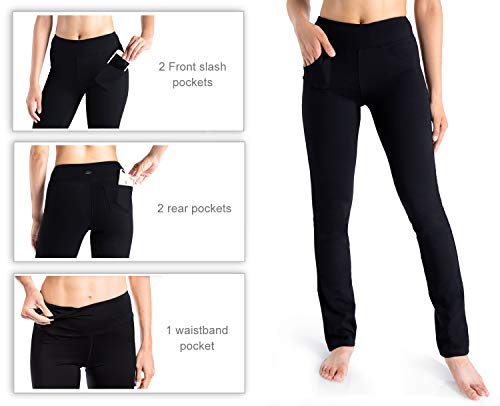 Yogipace,5 Pockets,Women's Straight Leg Yoga Pants Stretch Work Dress Pants Slim Fit,31",Dark Olive,Size XL