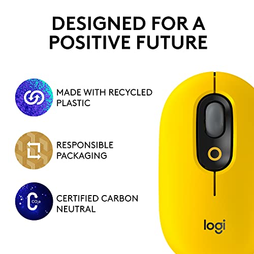 Logitech POP Mouse, Wireless Mouse with Customizable Emojis, SilentTouch Technology, Precision/Speed Scroll, Compact Design, Bluetooth, Multi-Device, OS Compatible - Cosmos