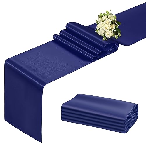 BDDC Blue Table Runner 12x108 Inch - 4 Pack Satin Table Runners, Smooth Table Runner for Party Wedding Banquets Birthday
