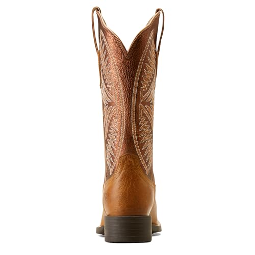 Ariat Women's Round Up Ruidoso Western Boot, Matte Pearl Suede/Cedar Roughout, 8