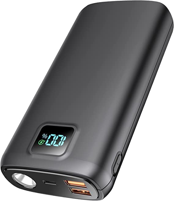 Portable-Charger-Power-Bank - 40000mAh Power Bank PD 30W and QC 4.0 Quick Charging Built-in Bright Flashlight LED Display 2 USB 1Type-C Output for Most Electronic Devices on The Market(Carbon Black)