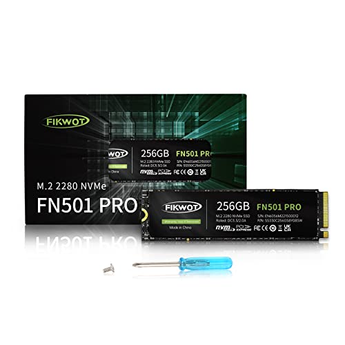 Fikwot FN501 Pro 256GB NVMe SSD - M.2 2280 PCIe Gen3 x4 Internal Solid State Drive with Graphene Cooling Sticker, Up to 3,500MB/s, SLC Cache 3D NAND TLC, Compatible with Laptop & PC Desktop