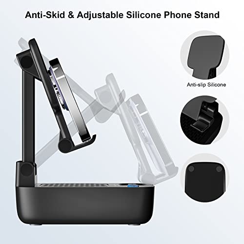 Gifts for Men Women,Birthday Gifts,Cell Phone Stand with Wireless Bluetooth Speaker, Punchy Bass & HD Stereo Sound Speaker for Home & Outdoors Compatible with iPhone/ipad/Samsung-Black