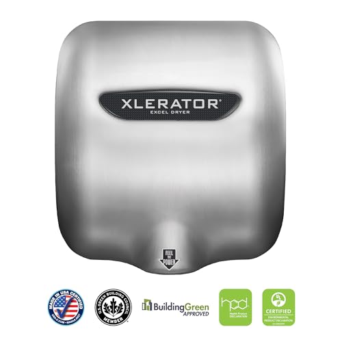 XLERATOR XL-SBX Automatic High Speed Hand Dryer with Brushed Stainless Steel Cover and 1.1 Noise Reduction Nozzle, 5.5 A, 277 V