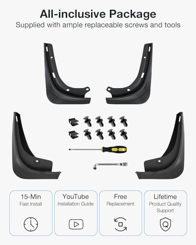 Wigoo 2024 Upgrade Tesla Model 3 Accessories Mud Flaps [Stay Clean, Protect Paint] Military Grade All Weather Splash Guards with Install Kit, for Tesla Model 3 2020~2023, Thicker Version