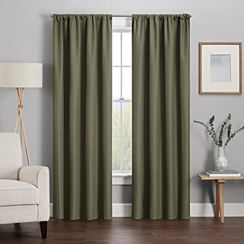 Eclipse Kendall Solid Textured Blackout Thermal Insulated Lining Grommet Window Curtain for Bedroom (1 Panel), 42 in x 84 in, Black