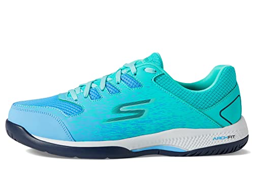 Skechers Women's Viper Court-Athletic Indoor Outdoor Pickleball Shoes with Arch Fit Support Sneakers, Turquoise, 11