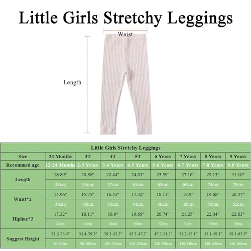 Toddler Little Girls Full Length Jersey Leggings Kids Stretchy Warm Footless Tights Pants (Apricot,3T)