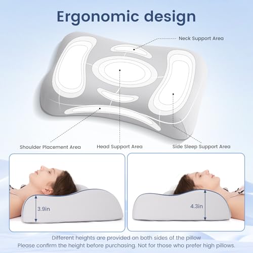 Elegear Deep Sleep Cooling Neck Pillow, Zero-Pressure Tech Orthopedic Pillow Provides Ultra-Soft Cloud Support&Breathable, Ergonomic Contour Cervical Pillow for Neck Pain Relief for Side&Back Sleeper