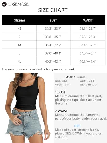 kasemase Ribbed Tank Tops for Women Summer Sleeveless Basic Tops Square Neck Crop Shirts Knit Fitted Casual Top（Grey，X-Small）
