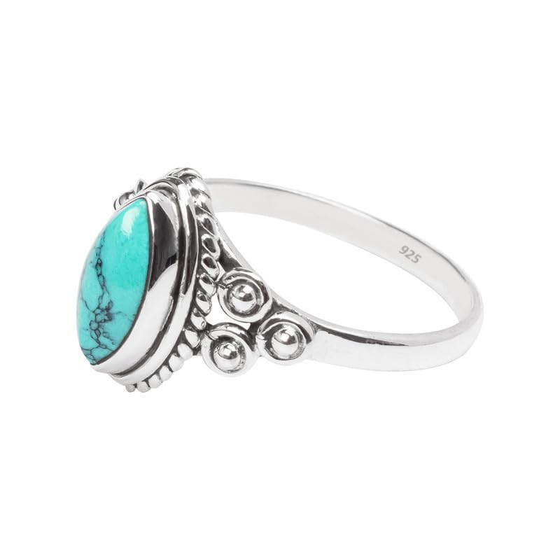 Turquoise Stone Ring, 925 Sterling Silver Ring For Women Girls, Statement Promise Ring, Natural Gemstone Ring, Handmade Ring Christmas Gifts For Her, Ring Size US 5