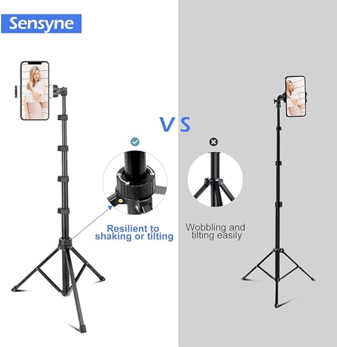 SENSYNE 62" Phone Tripod & Selfie Stick, Extendable Cell Phone Tripod Stand with Wireless Remote and Phone Holder, Compatible with iPhone Android Phone, Camera