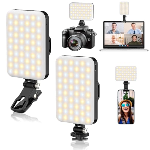 ALTSON 2-Pack 60 LED Selfie Light Portable Clip for Phone Fill Light Rechargeable 2200mAh Clip on Light, CRI 97+, 3 Light Modes Camera Lighting for Phone, iPhone, Webcam, TikTok, Photo, Makeup