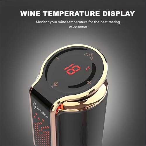 LINKSTYLE TRIOVINO, Luxurious 3-in-1 Electric Wine Dispenser, Saver, and Aerator - For Improving Wine Taste, Aroma and Wine Preservation (Gold)