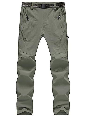 BGOWATU Men's Hiking Pants Water Resistant Stretch Outdoor Sports Pant Lightweight Travel Pants with Zipper Cargo Pockets Light Brown M