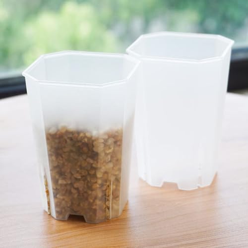 15 Pack Thickened Clear Planter Nursery Pots with Drainage Hole, Seedling Pots with Planting mat Plastic Plant Pot Planter Seed Starter Flower Pots with 15pcs Labels