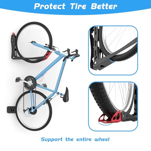 WALMANN BIKEPAL No Lifting Wall Mount Swivel Bike Rack, Vertical Bike Wall Hangers for Garage Space Saving Home Bike Storage Solution (2 Pack)