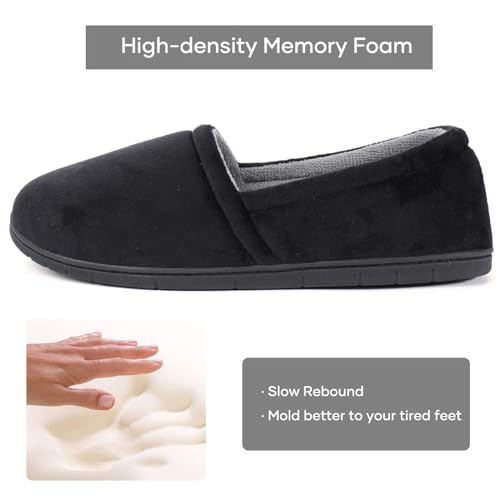 ULTRAIDEAS Women's Grace Closed Back Slippers, Memory Foam Loafer House Shoes with Rubber Sole (11-12 US, Navy)