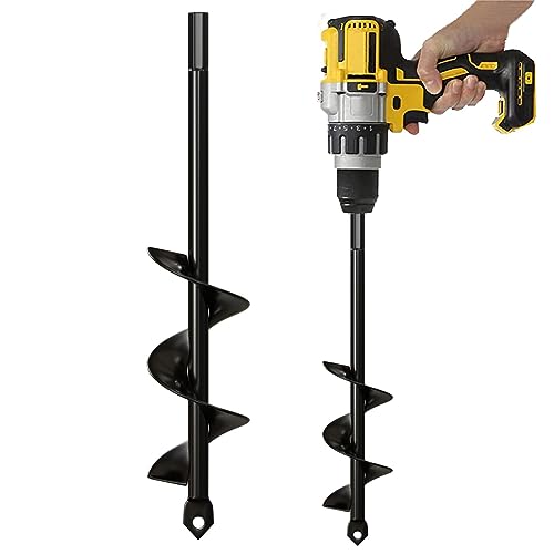 Auger Drill Bit for Planting 4 Pack – Garden Spiral Hole Drill and Bulb Planter Tool - Bedding Plants, Umbrella Holes – for 3/8 Inch Hex Drive Drill