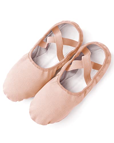 Stelle Women Ballet Shoes Highly Stretch Canvas Adult Ballet Slippers Split Sole Yoga Dance Shoe for Girls Boys(Tan,10MW)