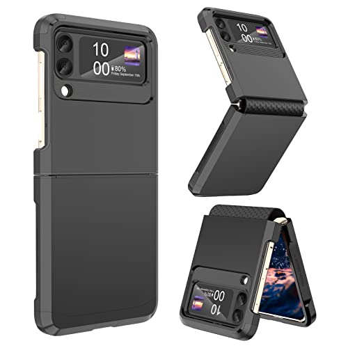 Designed for Galaxy Z Flip 4 Case with Hinge Protection,Samsung Flip 4 Heavy Duty Shockproof Full Body Protective Phone Case Cover for Z Flip 4 5G(2023)-Black