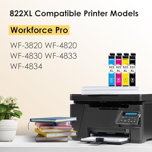 LemeroUexpect 822XL Ink Cartridges Replacement for Epson 822 822xl Printer Ink cartridges Combo Pack for Epson Workforce Pro WF-3820 WF-4830 Ink Cartridges Printer for Epson 822 XL 822 Ink (5 Pack)