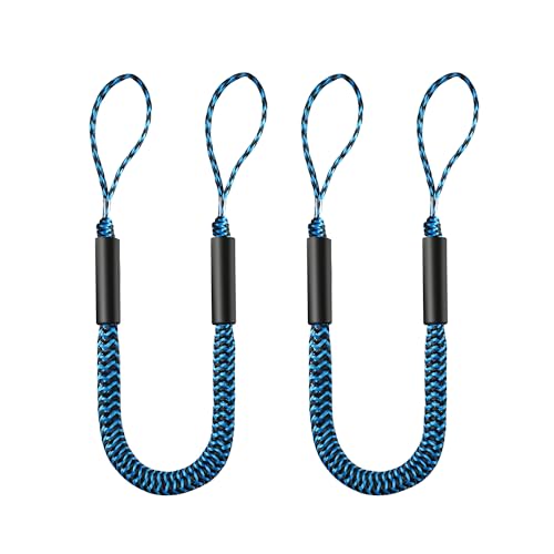 2 Pack Boat Bungee Dock Lines Boat Marine Rope, Jet Ski Dock, Boating Seadoo Pontoon Waverunner Accessories (Blue)
