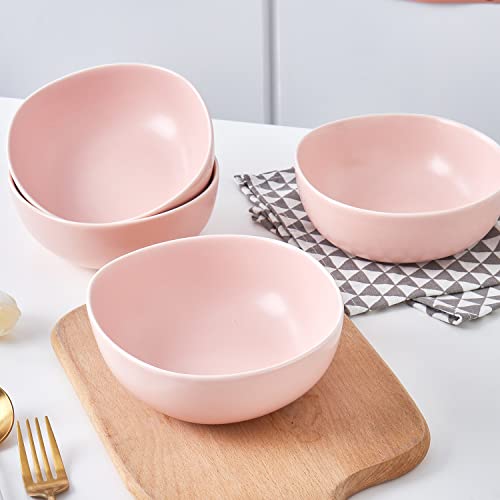 Stone Lain Delilah 6-inch Bowl 6-Piece Dish Set, Porcelain, Blush