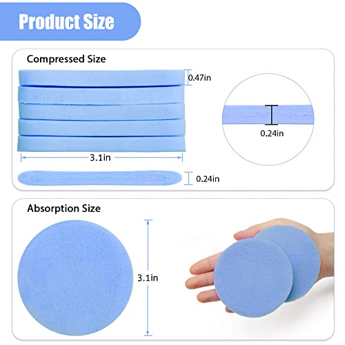 120 Pcs Facial Sponge Compressed, Luxiv Face Cleansing Sponge Estheticians Compressed Makeup Facial Sponge Round Wash Face Sponges for Women Compress Exfoliating Removal Sponge (blue)