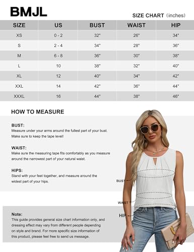 BMJL Womens Summer Tank Top Loose Fit Dressy Casual Sleeveless Cami Tops Elegant Keyhole Work Shirts（S,Beige）