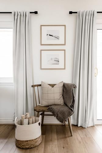 100% Blackout Shield Linen Blackout Curtains for Bedroom 84 Inches Long,Back Tab/Rod Pocket Living Room Drapes,Thermal Insulated Textured Blackout Curtains 2 Panels Set,50" W x 84" L,Snowy White