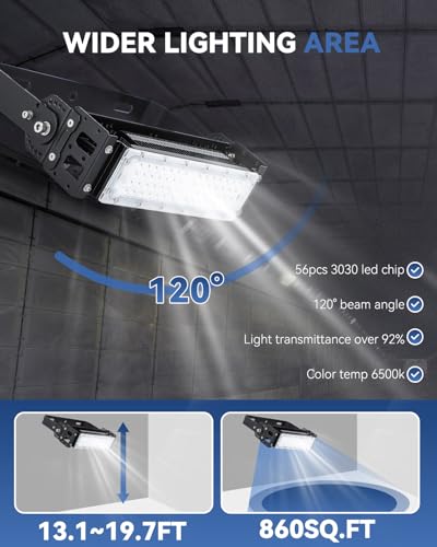 Hanchen LED Stadium Light 50W Flood Light 8000LM 6500K Arena Light AC85-305V Stadium Flood Light IP66 Waterproof Lighting Fixture for Stadium, Playground, Dock, Square, Outdoor Area Lighting