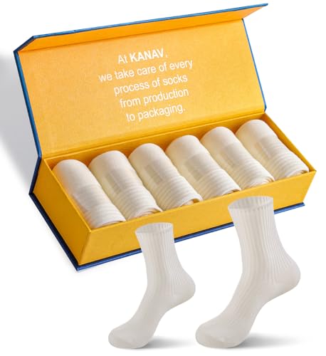 KANAV 6/12 Pairs Ankle Socks for Women Cute Cotton Crew Casual Dress Socks