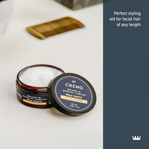 Cremo Beard & Scruff Cream, Cedar Forest, 4 oz - Soothe Beard Itch, Condition and Offer Light-Hold Styling for Stubble and Scruff (Product Packaging May Vary)