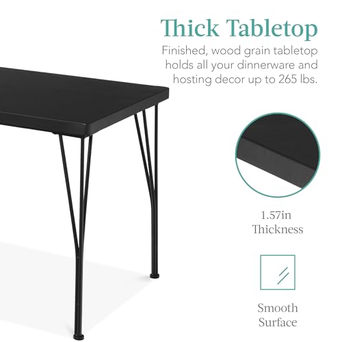 Best Choice Products 5-Piece Metal and Wood Indoor Modern Rectangular Dining Table Furniture Set for Kitchen, Dining Room, Dinette, Breakfast Nook w/ 4 Chairs - Black