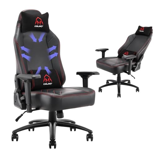 COLAMY Big and Tall Gaming Chair 400lbs, Ergonomic Computer Gamer Chair, Heavy Duty PC Gaming Chair with Wide Seat, Adjustable 4D Armrest for Large Adults-New Black